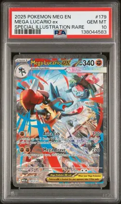 Mega Lucario ex 179/132 SIR 2025 Mega Evolution Pokemon TCG 💎GEM MINT PSA 10💎 - Image 1