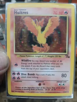 Pokemon Moltres 12/62 Fossil Unlimited Holo foil 1999 - Image 1