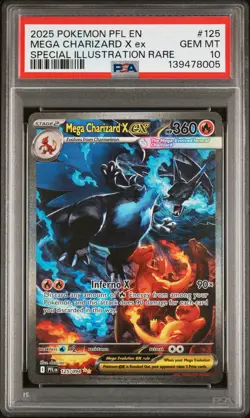 2025 POKEMON PFL EN-PHANTASMAL FLAMES #125 MEGA CHARIZARD X EX PSA 10 - Image 1