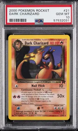 2000 POKEMON ROCKET #21 DARK CHARIZARD PSA 10 - Image 1