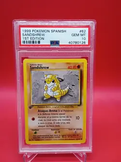 Sandshrew 1999 Pokemon Spanish 1ST EDITION #62 PSA 10 Gem Mint - Image 1