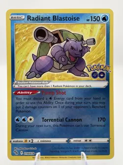 Radiant Blastoise - Pokemon Go #018/078 Radiant Holo Rare - Near Mint - Image 1