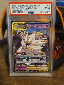 Pokemon TCG Solgaleo & Lunala GX Holo Card 75/236 Sun & Moon Cosmic Eclipse - Image 1
