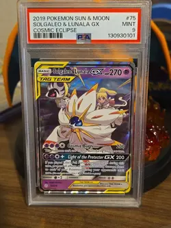 Pokemon TCG Solgaleo & Lunala GX Holo Card 75/236 Sun & Moon Cosmic Eclipse - Image 2