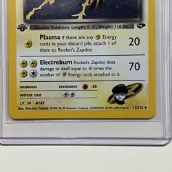 1st Edition Rocket's Zapdos 15/132 Gym Challenge Pokemon Card Holo Foil Rare LP - Image 4