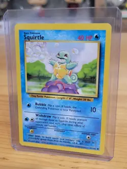 Pokemon Squirtle TCG Base Set Unlimited Common Card 63/102 LP Condition - Image 3