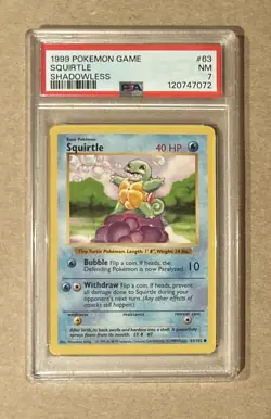 1999 Pokemon Base Set Squirtle Card #63 PSA 7 - Image 1