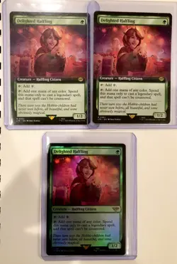 MTG: Tales of Middle Earth Delighted Halfling Lot of 3- (2 Extended, 1 Reg Foil) - Image 1