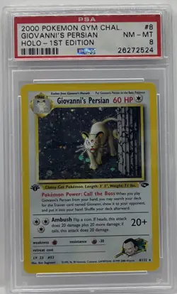 2000 POKEMON GYM CHALLENGE GIOVANNI'S PERSIAN 8/132 HOLO 1ST EDITION PSA 8 - Image 1