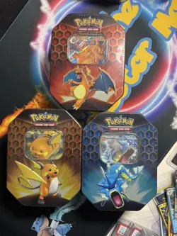 Set of 3 Pokemon Hidden Fates GX Tins Charizard, Gyarados and Raichu Sealed mint - Image 1