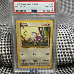 PSA 8 NEAR MINT- MINT 1999 Pokemon Vintage Classic #61 Rattata Unlimited - Image 1