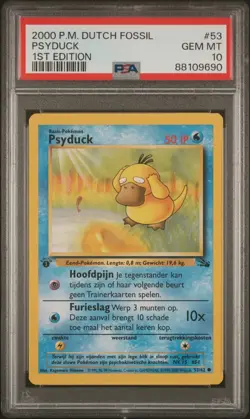 2000 POKEMON DUTCH FOSSIL 1ST ED #53 PSYDUCK PSA 10 - Image 1