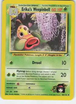 Erika's Weepinbell 048/132 Uncommon Unlimited Gym Heroes LP Pokemon - Image 1