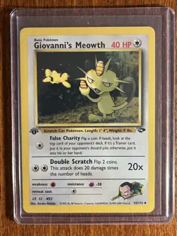 [LP] 2000 Pokemon Gym Challenge Giovanni's Meowth 1st Edition #43/132 - Image 1