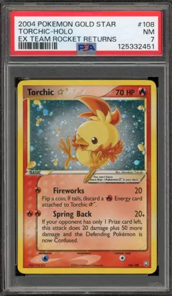Pokemon Torchic Gold Star EX Team Rocket Returns Holo Ultra Rare #108 PSA 7 - Image 1