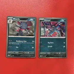 Sneasel 20 and Weavile 21 Cosmos Holo Promos from Phantasmal Flames Pokemon TCG - Image 1