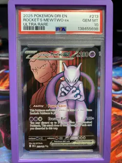 PSA 10 TEAM ROCKET'S MEWTWO EX 213/182 ULTRA RARE DESTINED RIVALS POKEMON - Image 1