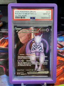 PSA 10 TEAM ROCKET'S MEWTWO EX 213/182 ULTRA RARE DESTINED RIVALS POKEMON - Image 2