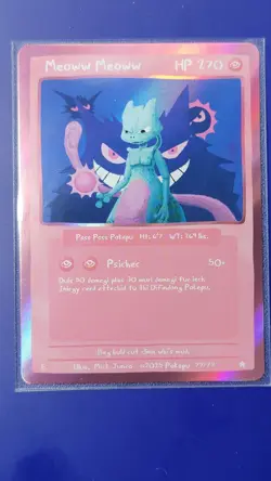 Pokepu Season 2 Holo Meoww Meoww MEWTWO Pokemon Fan Art by Mick Junco - Image 1