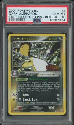Pokemon EX Team Rocket Returns Dark Ampharos 2/109 PSA 10 GEM MINT - Image 1
