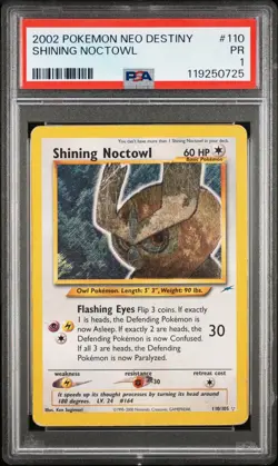 2002 POKEMON NEO DESTINY #110/105 SHINING NOCTOWL HOLO PSA 1 - Image 1