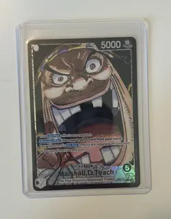 One Piece Marshall D Teach Parallel Leader Card (OP09) - Image 1