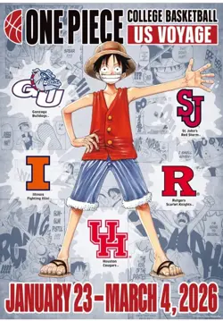 PreSale One Piece Monkey.D.Luffy US College Basketball Promo Card+Rutgers Poster - Image 1