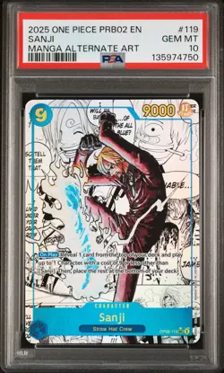 2025 ONE PIECE PRB02-PREM BOOSTER -ONE PIECE CARD THE BEST- VOL.2 SANJI PSA 10 - Image 1