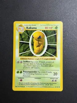 Pokemon TCG Kakuna Base Set 33/102 Regular Shadowless Uncommon - Image 1