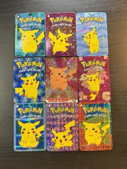 Pokemon Pikachu Rare Vintage Vending Machine Holo prism sticker Nintendo (set) - Image 1