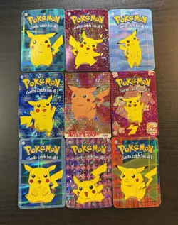 Pokemon Pikachu Rare Vintage Vending Machine Holo prism sticker Nintendo (set) - Image 2