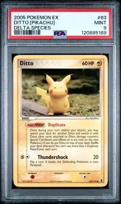 2005 POKEMON EX DELTA SPECIES #63 DITTO [PIKACHU] PSA 9 - Image 1