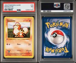 Pokemon Growlithe Base Set Shadowless 1st Edition - PSA 7 GREY GRAY stamp - Image 3