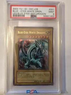 2002 Yugioh Blue-Eyes White Dragon LOB-001 Ultra Rare PSA 9 MINT ORIGINAL PRINT! - Image 2