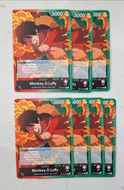 x7 One Piece TCG Carrying His Will MONKEY.D.LUFFY OP13-001 L Rare Leader Card MT - Image 1