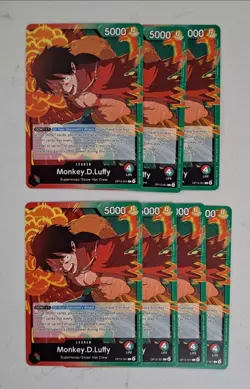 x7 One Piece TCG Carrying His Will MONKEY.D.LUFFY OP13-001 L Rare Leader Card MT - Image 2
