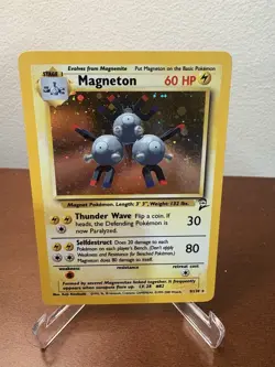 1999 Vintage Pokemon TCG Magneton Base Set 2 Holo Rare Card 9/102 NM Condition - Image 1