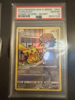 PSA 10 Pikachu Secret 241/236 Sun Moon Cosmic Eclipse Pokemon Card - Image 1