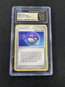 CGC 10 PRISTINE Master Ball Trainer 88/107 EX Deoxys Pokemon Card - Image 1