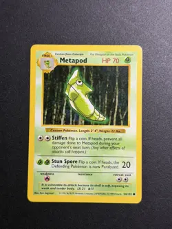 Pokemon TCG Metapod 54/102 Base Set Shadowless Regular WOTC Card - Image 1