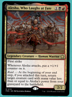 ALESHA, WHO LAUGHS AT FATE FOUNDATIONS FDN RARE LEGENDARY HUMAN WARRIOR MTG 115 - Image 1