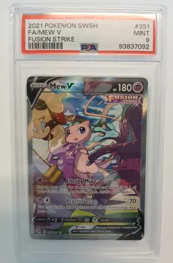 2021 Pokemon TCG SWSH Fusion Strike Mew V #251 Ultra Rare Mint PSA 9 - Image 1