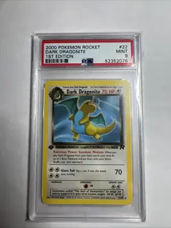 2000 Pokemon Team Rocket 1st Ed. Dark Dragonite NON-HOLO #22 PSA 9 Fresh Grade - Image 1