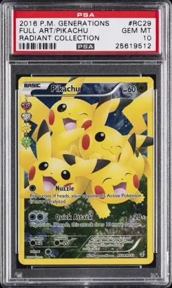 2016 POKEMON XY GENERATIONS RADIANT COLL #RC29 FULL ART/PIKACHU PSA 10 - Image 1