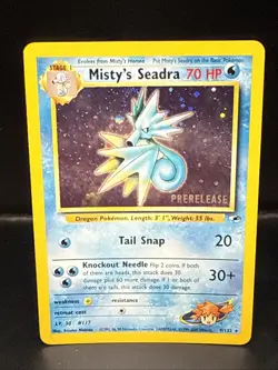 Pokemon TCG Misty's Seadra Holo Rare Gym Heroes Prerelease 9/132 BR - Image 1