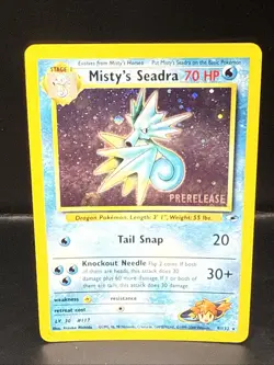 Pokemon TCG Misty's Seadra Holo Rare Gym Heroes Prerelease 9/132 BR - Image 2