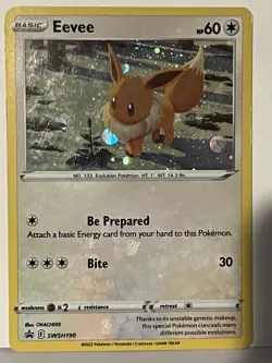 Eevee Cosmo Holo SWSH190 Black Star Promo LP Pokemon Fast Ship - Image 1