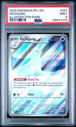 2025 POKEMON PFL EN-PHANTASMAL FLAMES ILLUSTRATION RARE #097 DEWGONG PSA 9 - Image 1