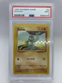 1999 Pokemon Base Set Unlimited Machop 52/102 PSA 9 Mint - Image 1