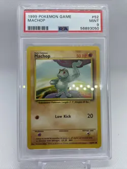 1999 Pokemon Base Set Unlimited Machop 52/102 PSA 9 Mint - Image 5